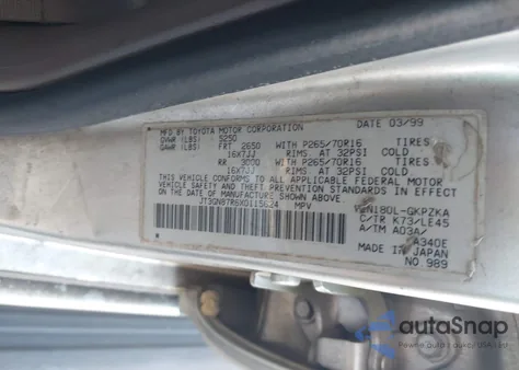 1999 Toyota 4Runner Limited V6 z USA, uszkodzony, nr VIN JT3GN87R6X0115624